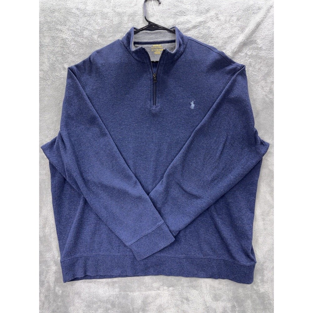 Polo Ralph Lauren Quarter Zip Sweater Men XXL Gray Knit Pullover Pony Logo